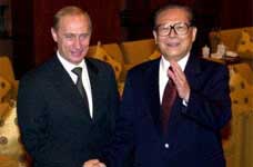 В. В. Путин и Цзян Цзэминь