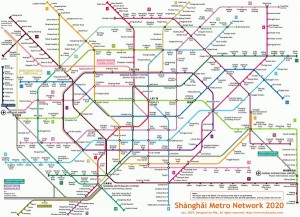 Карта шанхайского метрополитена в 2020 году